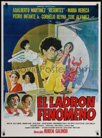 6p015 EL LADRON FENOMENO Mexican poster 1980 Adalberto Martinez 'Resortes', the best thief!