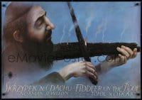 6p924 FIDDLER ON THE ROOF Polish 27x38 R1990 cool artwork of man w/burning fiddle by Walkuski!