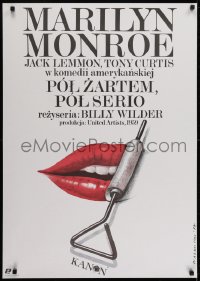 6p981 SOME LIKE IT HOT Polish 26x37 R1987 Marilyn Monroe, Tony Curtis & Jack Lemmon, Walkuski art!