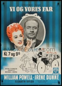 6p067 LIFE WITH FATHER Danish 1949 image of William Powell & cool art of Irene Dunne!
