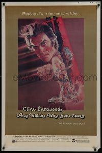 6r039 ANY WHICH WAY YOU CAN 1sh 1980 cool artwork of Clint Eastwood & Clyde by Bob Peak!