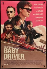 6r052 BABY DRIVER advance DS 1sh 2017 Ansel Elgort in the title role, Foxx, artwork by Rory Kurtz!