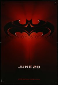 6r062 BATMAN & ROBIN advance DS 1sh 1997 Clooney, O'Donnell, cool image of bat symbol!