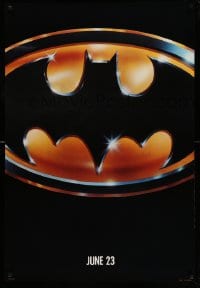 6r065 BATMAN teaser 1sh 1989 directed by Tim Burton, cool image of Bat logo, matte finish!