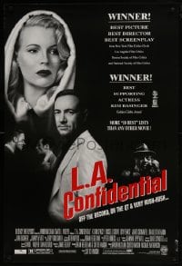 6r492 L.A. CONFIDENTIAL awards DS 1sh 1997 Kim Basinger in black and white hood, Spacey, more!