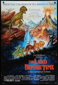 6r503 LAND BEFORE TIME DS 1sh 1988 Steven Spielberg, George Lucas, Don Bluth, dinosaur cartoon!