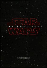 6r512 LAST JEDI teaser DS 1sh 2017 black style, Star Wars, Hamill, classic title treatment in space!