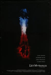 6r524 LES MISERABLES DS 1sh 1998 Liam Neeson, Uma Thurman, cool red, white & blue art!