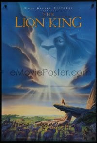 6r531 LION KING DS 1sh 1994 Disney Africa, John Alvin art of Simba on Pride Rock with Mufasa in sky