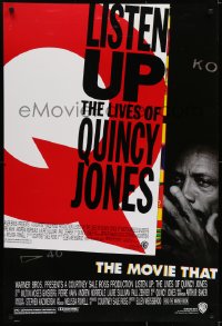 6r532 LISTEN UP: THE LIVES OF QUINCY JONES 1sh 1990 documentary of the jazz legend!