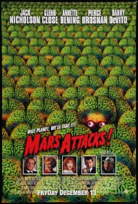 6r580 MARS ATTACKS! int'l advance 1sh 1996 directed by Tim Burton, great image of brainy aliens!