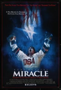 6r605 MIRACLE DS 1sh 2004 Kurt Russell, Olympic ice hockey, cool artwork!