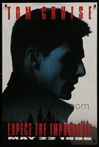 6r608 MISSION IMPOSSIBLE teaser 1sh 1996 cool silhouette of Tom Cruise, Brian De Palma directed!