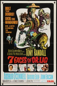 6s020 7 FACES OF DR. LAO signed 1sh 1964 by Tony Randall, great art of him by Joseph Smith!