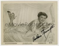 6s175 BARBARA STANWYCK signed 8x10.25 still 1950 full-length on bed w/ phone from To Please a Lady!