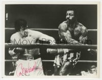 6s706 CARL WEATHERS signed 8x10 REPRO still 1980s boxing in the ring with Sylvester Stallone in Rocky II!