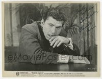 6s216 CLAUDE AKINS signed 8x10.25 still 1962 close up wiping blood off his lip in Black Gold!