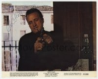6s291 GEORGE C. SCOTT signed color 8x10 still 1971 close up with gun & cigarette from The Last Run!