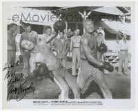 6s294 GEORGE KENNEDY signed 8x10 still 1967 c/u boxing with Paul Newman in Cool Hand Luke!