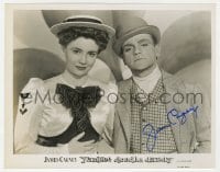 6s337 JAMES CAGNEY signed 8x10 still R1957 close up with Joan Leslie in Yankee Doodle Dandy!