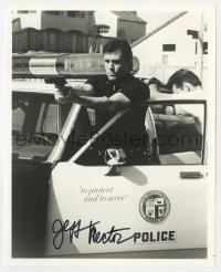 6s811 JEFF RECTOR signed 8x10 REPRO still 1980s as a Los Angeles police officer with his gun drawn!