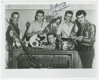 6s830 JOHNNY PARIS signed 8x9.75 REPRO still 1980s the saxophonist with his band The Hurricanes!