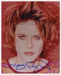 6s879 MEG RYAN signed color 8x9.75 REPRO still 2000s sexy head & shoulders portrait with wild hair!