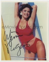 6s889 MIMI ROGERS signed color 8x10 REPRO still 1990s sexy full-length portrait in 2-piece swimsuit!
