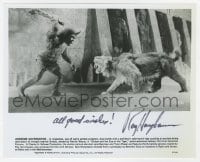 6s498 RAY HARRYHAUSEN signed 8x10 still 1977 Sinbad and the Eye of the Tiger special effects scene!