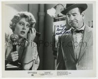 6s593 WALTER MATTHAU signed 8.25x10 still 1975 frowning next to young Susan Sarandon in Front Page!
