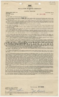 6s014 JOE BESSER signed contract 1956 the replacement Stooge hiring William Morris to be his agent!
