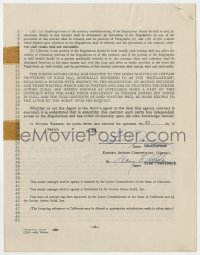 6s015 LANA TURNER signed contract 1953 agreeing to be represented by Famous Artists Corporation!