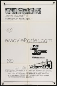 6s025 LAST PICTURE SHOW signed 1sh 1971 by BOTH director Peter Bogdanovich AND Ben Johnson!