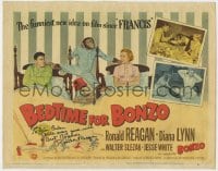 6s040 BEDTIME FOR BONZO signed TC 1951 by Ronald Reagan, great image with Diana Lynn & chimpanzee!