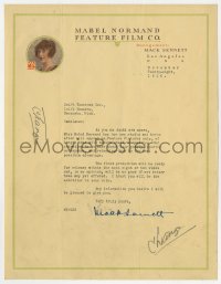 6s010 MACK SENNETT signed letter 1916 on Mabel Normand stationery, from the legendary producer!