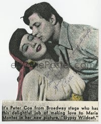 6s129 PETER COE signed 8x9 photocopy page 1970s he was on stage with Maria Montez in Gypsy Wildcat!