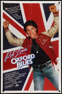 6s028 OXFORD BLUES signed 1sh 1984 by Rob Lowe, great image of him over the United Kingdom flag!