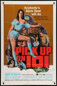 6s029 PICK UP ON 101 signed 1sh 1972 by Martin Sheen, Lesley Ann Warren knows where she wants to go!