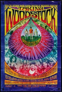 6s032 TAKING WOODSTOCK signed advance DS 1sh 2009 by director Ang Lee, psychedelic design & art!