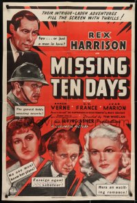 6s034 TEN DAYS IN PARIS signed 1sh 1941 by John Abbott, intrigue-laden adventure, Missing Ten Days!