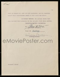 6s013 ANTHONY PERKINS signed contract 1956 hired by Paramount to make Fear Strikes Out & another!