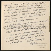 6s006 ELEANOR POWELL signed thank you card 1976 she adored Judy Garland in Broadway Melody of 1938!