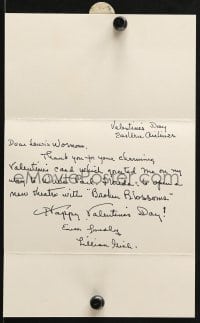 6s009 LILLIAN GISH signed thank you card 1985 thanking friend for his Valentine's Day card!