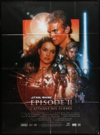 6t751 ATTACK OF THE CLONES French 1p 2002 Star Wars Episode II, great montage art by Drew Struzan!