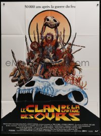 6t780 CLAN OF THE CAVE BEAR glossy French 1p 1986 cool different caveman art by McGinnis & Druillet!