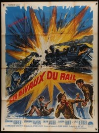 6t792 DENVER & RIO GRANDE French 1p 1965 different Roger Soubie artwork of head-on train wreck!