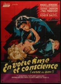 6t800 DOUBLE VERDICT French 1p 1961 Belinsky art of sexy blonde trying to fight off her attacker!