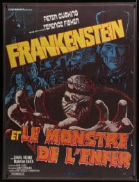 6t817 FRANKENSTEIN & THE MONSTER FROM HELL French 1p 1974 Hammer, different Faugere horror art!