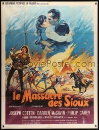 6t835 GREAT SIOUX MASSACRE French 1p 1966 completely different montage art by Roger Soubie!