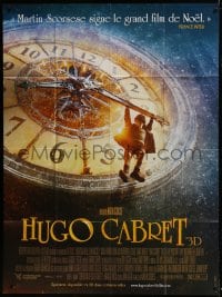 6t845 HUGO French 1p 2011 Martin Scorsese, great image of Asa Butterfield hanging from huge clock!